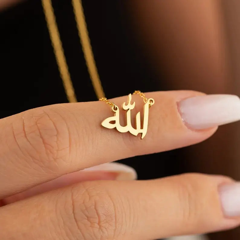 Tiny Heart Allah Necklaces For Women Islamic Jewelry Stainless Steel Arabic Qur'an Letters Choker Gift for Muslims Collier Femme