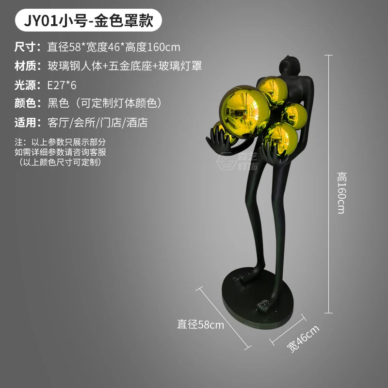Humanoid Art Sculpture Fall Floor Lamp Living Room Light Luxury Design Sense Modern Creative Modeling Floor Lamp