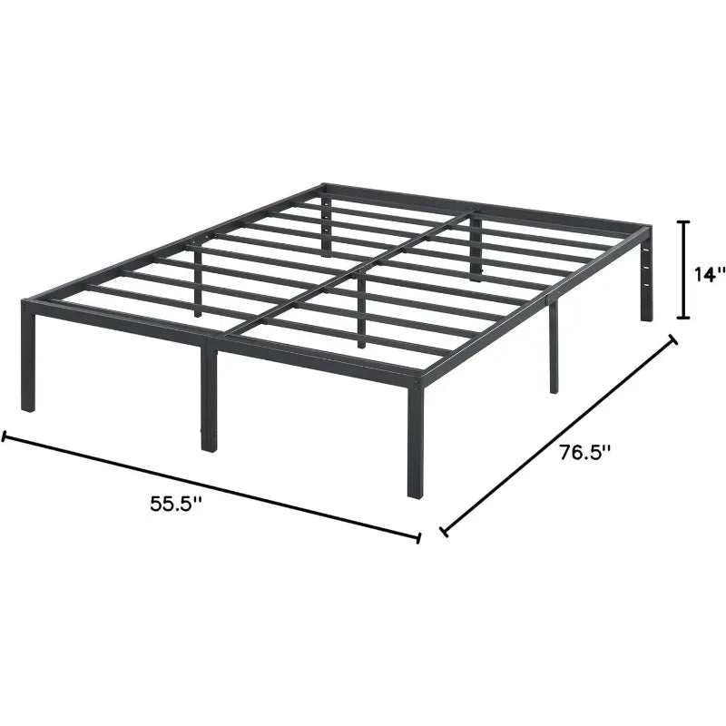 Olee Sleep 14 Inch Heavy Duty Steel Slat Anti-Slip Support, Easy Assembly Platform Bed Frame, Noise Free Steel Mattress