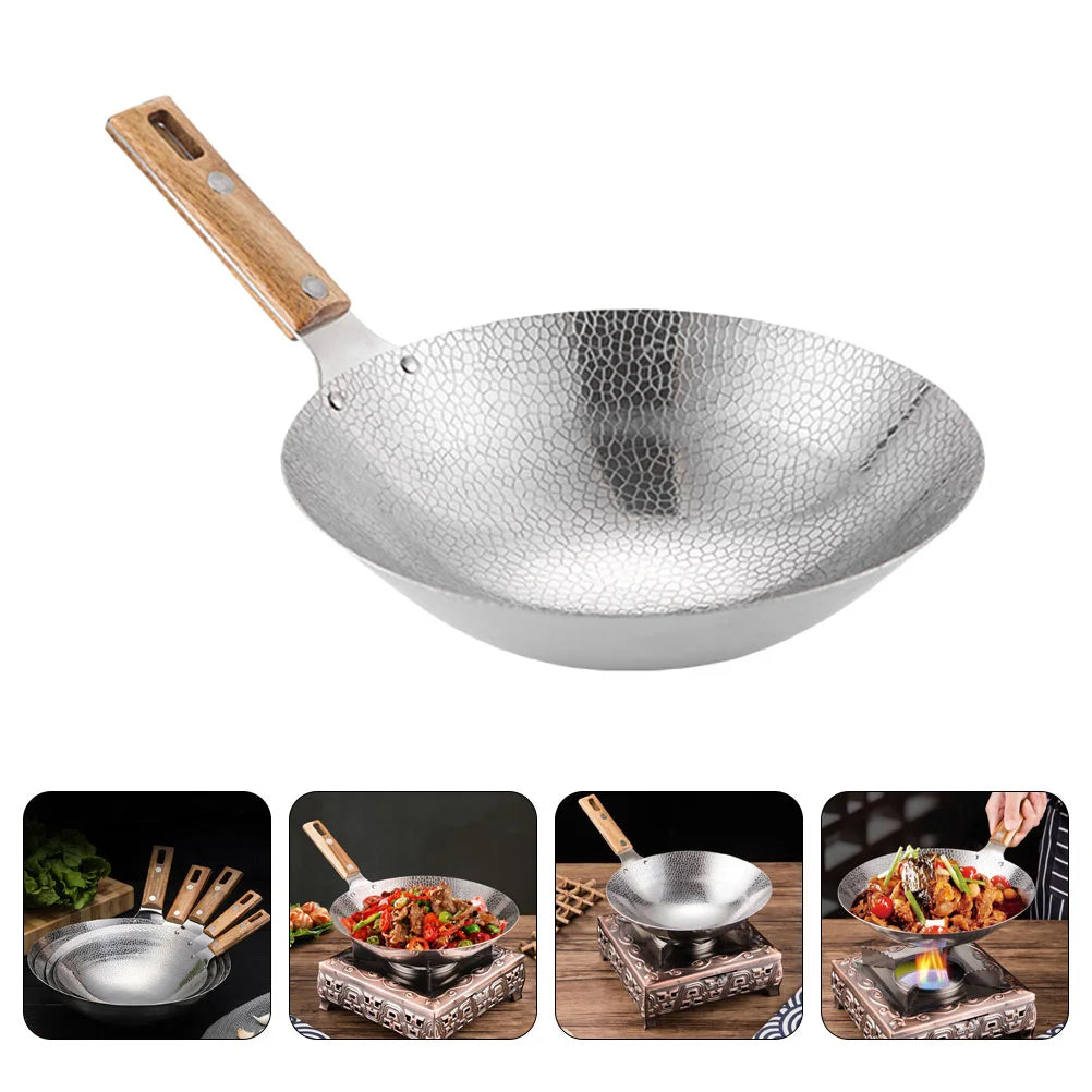 Stainless Steel Griddle Kitchen Wok Supply Everyday Pan Frying Metal with Handles for Home Utensil Saucepans