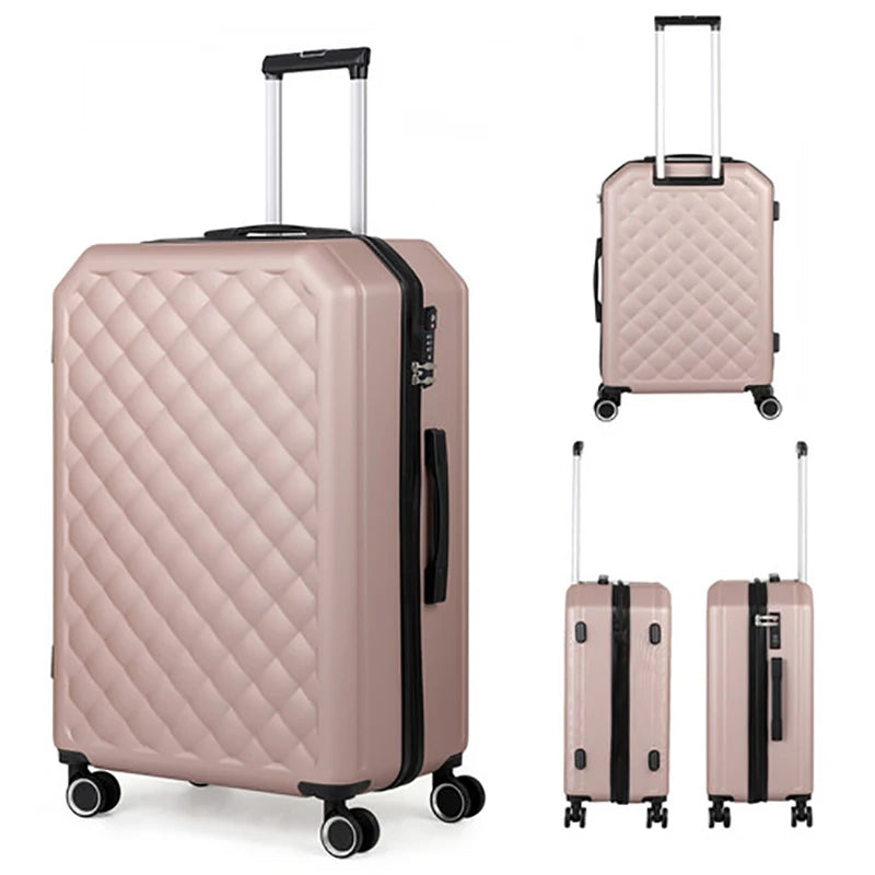 ABS Hand Carry on Luggage TSA Travel Wheel Suitcase Beige Color Femal for Family Trip Maletas Viaje Suitcases Travel