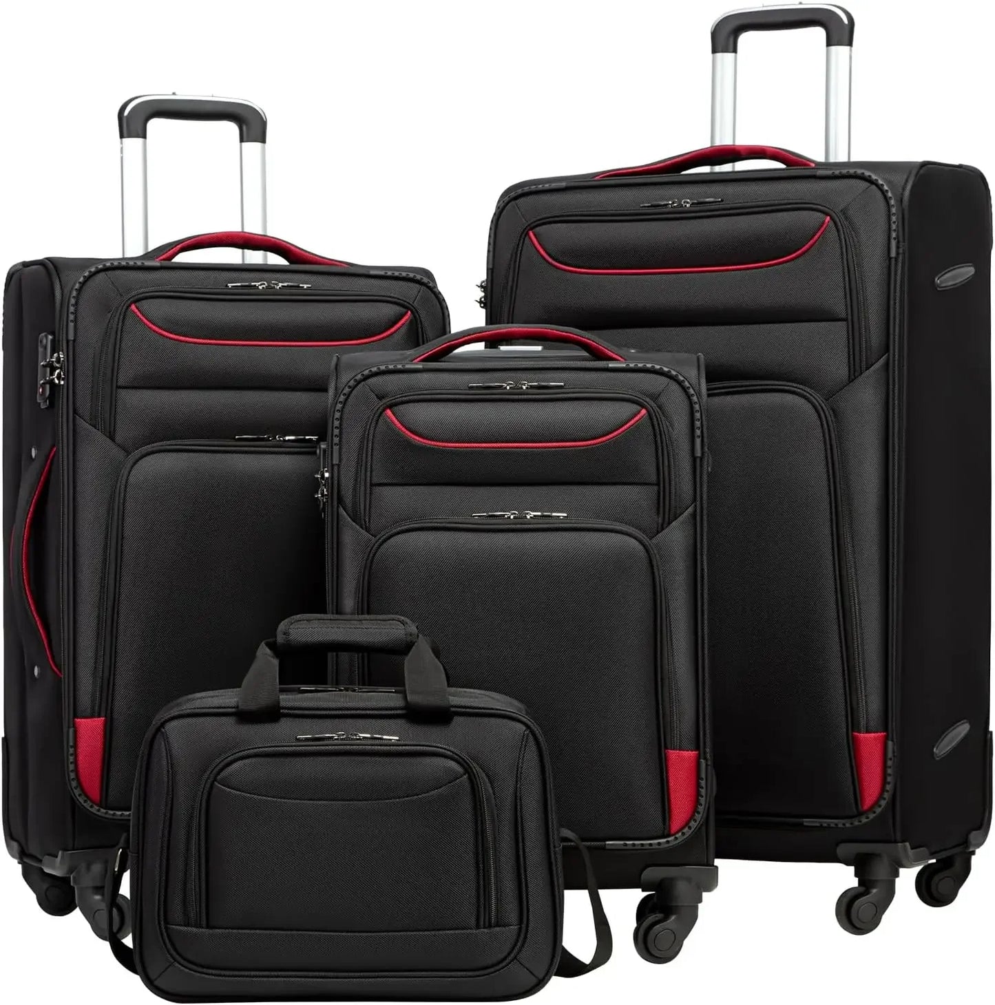 Luggage 4 Piece Set Suitcase Spinner TSA Lock Softshell lightweight (blue+sliver)