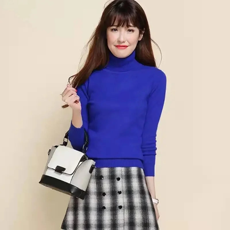 Women Sweater 2023 Autumn Winter Cashmere Turtleneck Warm Knitwear Casual Solid Bottoming Shirt Fashion Knit Pullovers Sweater