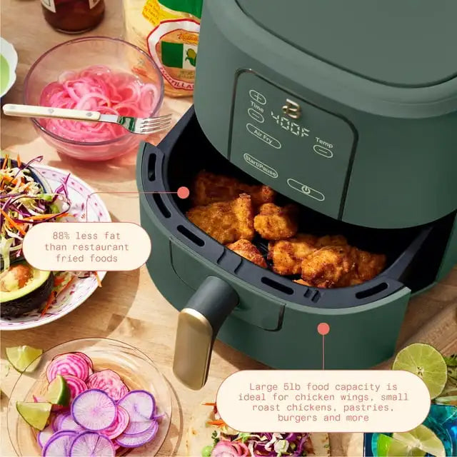 6 Qt Air Fryer with TurboCrisp Technology and Touch-Activated Display, Limited Edition Thyme Green by Drew Barrymore