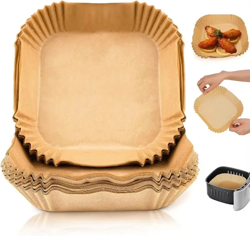 50PCS Disposable Air Fryer Paper Liner Non-Stick Special Baking Paper Tray for Microwave Ovens Oil-proof Mat Baking Accessories
