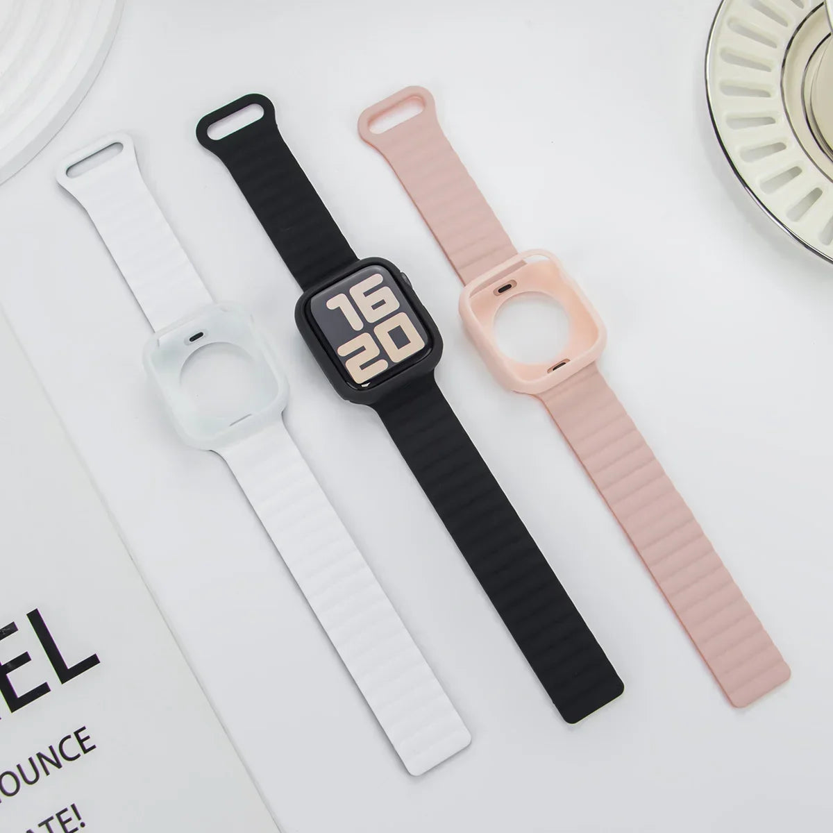 Korean Cute Silicone Strap + Case For  Watch Band 44mm 45mm 49mm 42mm 40/38mm 41MM Women Bracelet For iWatch 9 7 8 6 5 4 SE