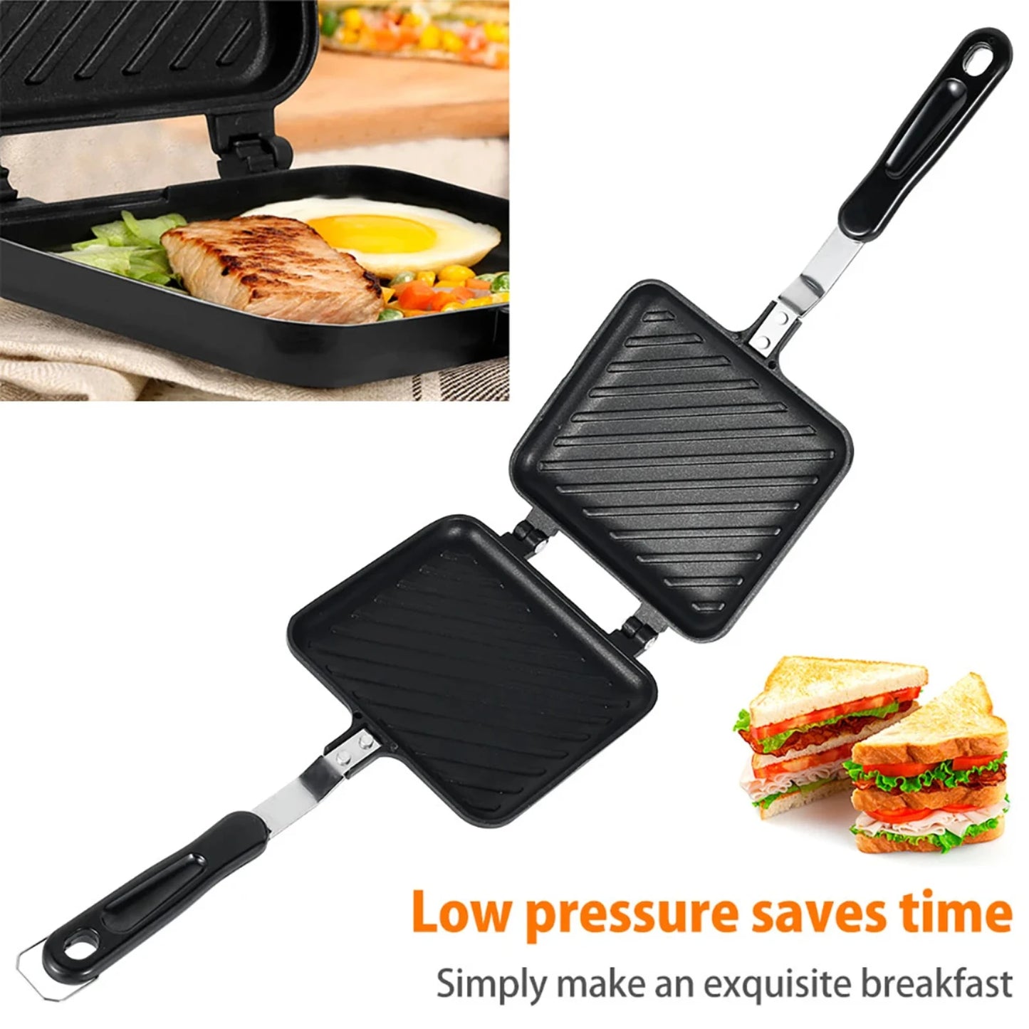 Non-stick Aluminum Alloy Double Side Frying Pan Sandwich Mold - Easy Clean Bread Barbecue Plate Waffle Maker Utensilios De Cocin
