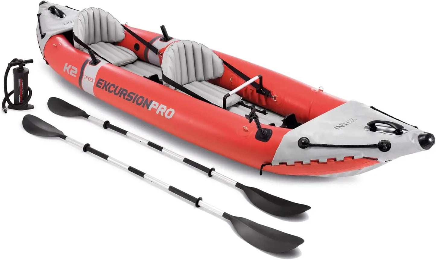 Excursion Pro Inflatable Kayak Series: Includes Deluxe 86in Kayak Paddles and High-Output Pump – SuperTough PVC – Adjustable