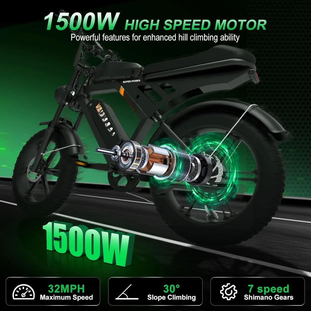 Electric Bike ,Up To 32MPH/28MPH 120/70 Miles,7 Speed Gear Hydraulic/Disc Brake ,Electric Motorcycle Bike