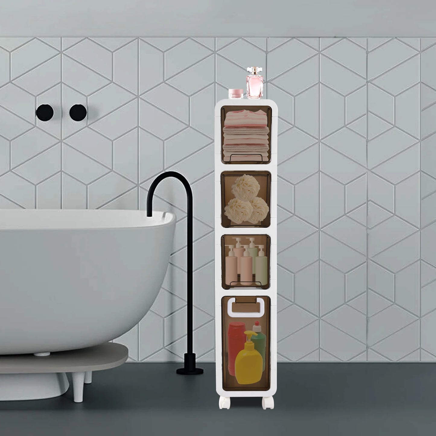 Bathroom Storage Rack – Narrow Gap Floor Cabinet for Toilet, Slim Space Organizer for Small Bathroom Storage