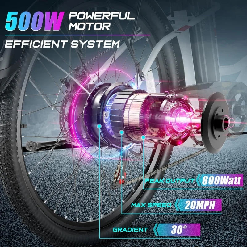 QVivi for Adults 750W Peak Ebike with Removable Battery, 26'' Electric Commuter Bike 21.7MPH; 50 Miles Adult Electr