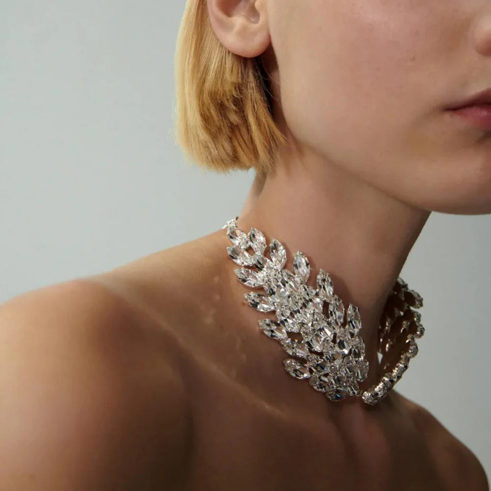 Stonefans Crystal Statement Choker Necklace Chain High Quality Women Symmetry Design Fashion Boho Rhinestone Collar Jewelry Gift