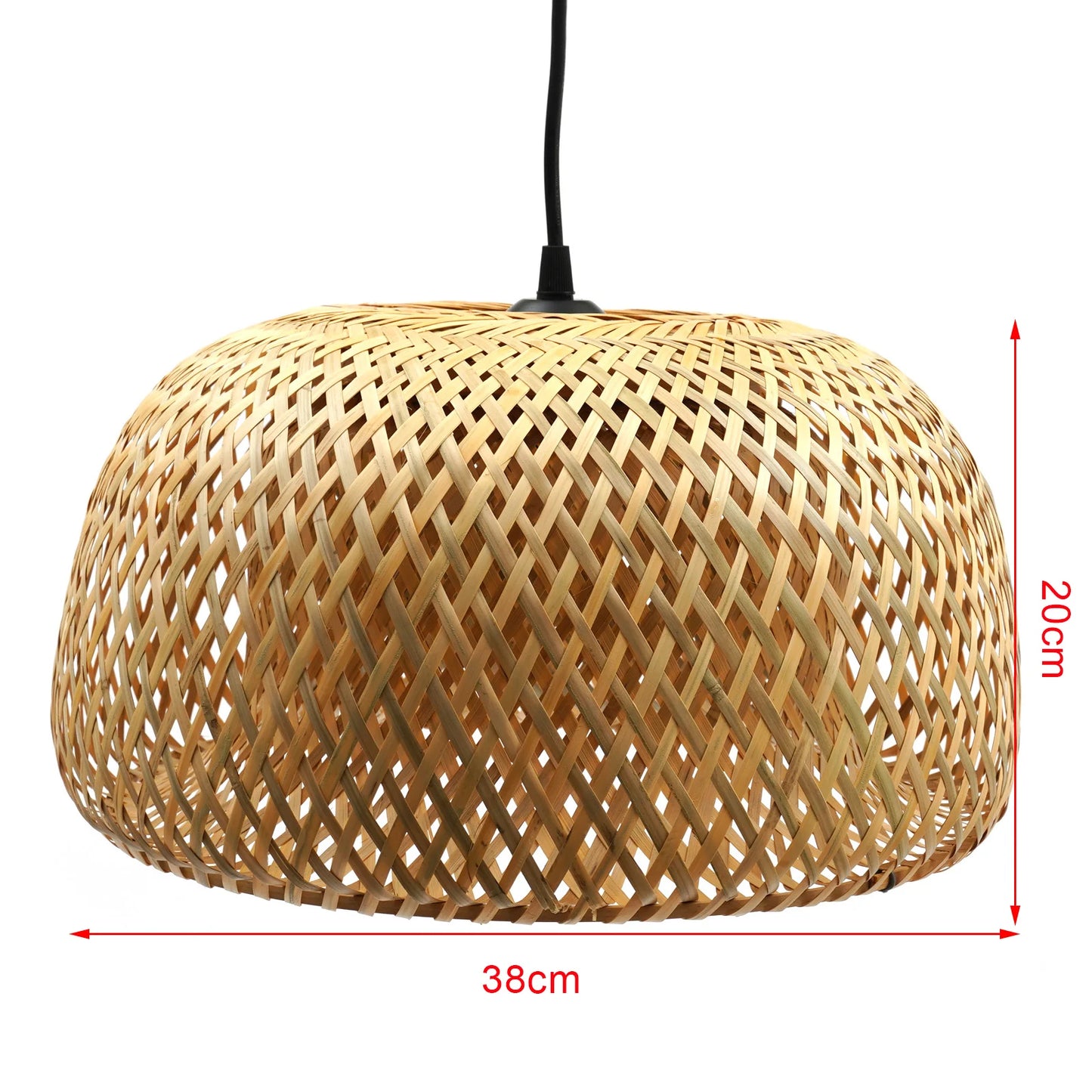 Vintage Bamboo Wicker Rattan Lantern Pendant Light Fixture Hanging Ceiling Lamps