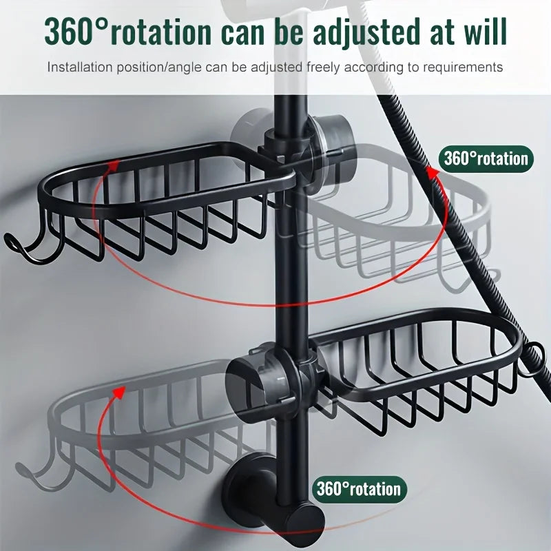 Shower Rack Bathroom Punch-Free Space Aluminum Shower Room Shower Rod Storage Rack Kitchen Faucet Drain Rack