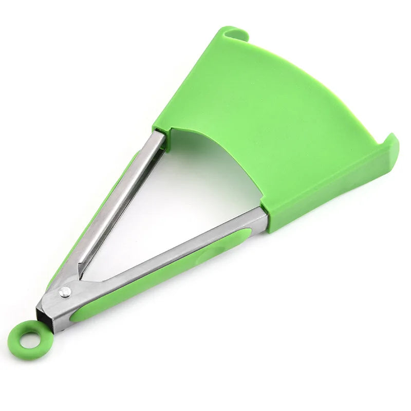2-in-1 Silicone Food Clip Integrated Bread Clip Retractable Fan-Shaped Cake Food Tongs Barbecue Tongs Kitchen Tools
