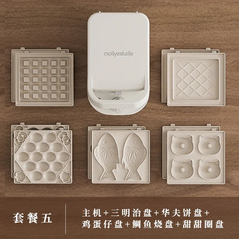 Ceramic Enamel Coated Sandwich Toaster Bread Machine Home Appliance Timed Multifunctional Home Small Toast Waffle Maker