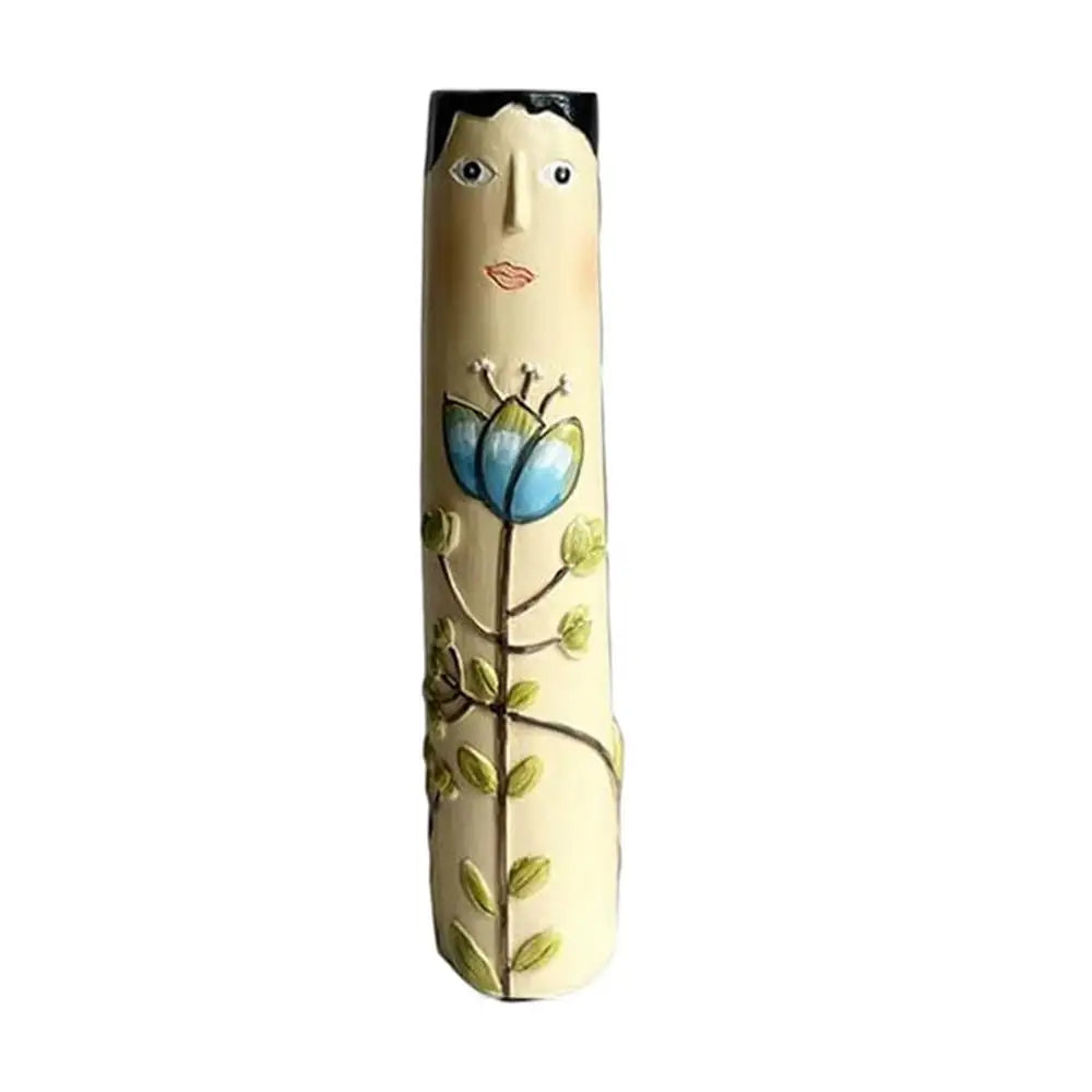 Spring Family Bud Vases Resin Bohemian Vase Cute Shelf Decortions Boho Modern Character Flower Vase Creative Desktop Ornaments