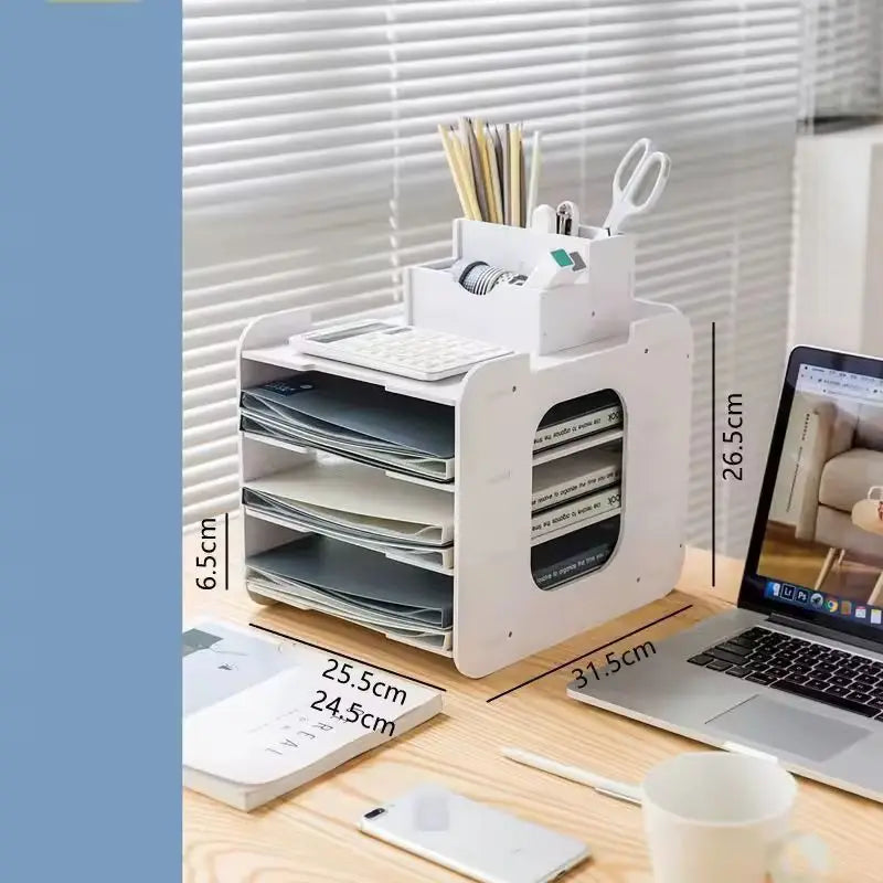 Multi-layer File Storage Rack Desktop Organizer Archives Office Classification Supplies Space-Saving Creative Desk Organizer