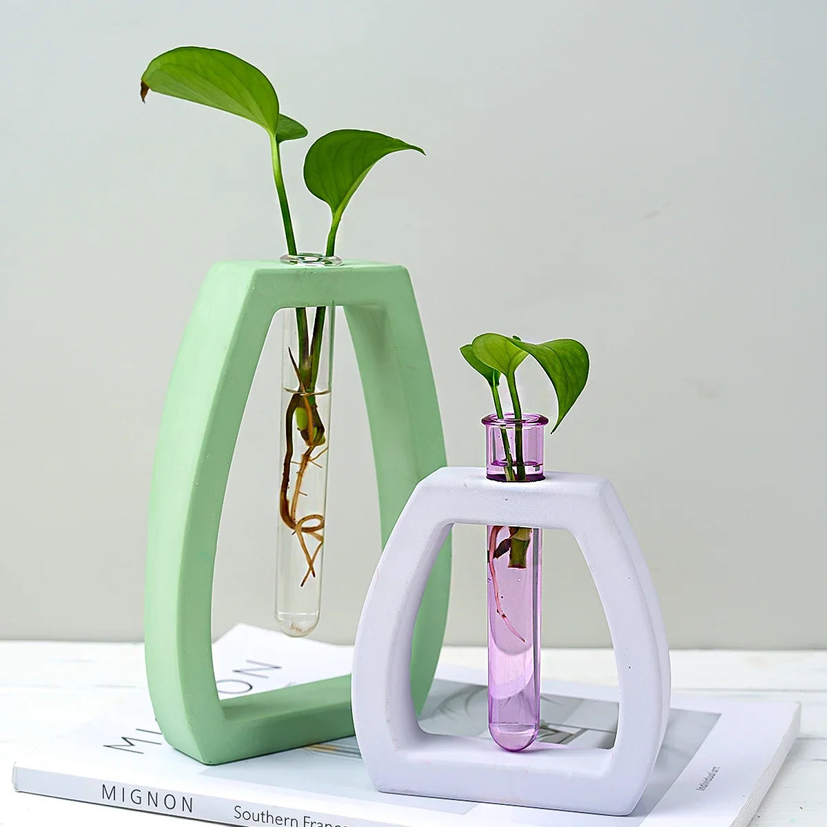DIY Nordic Style Vase Mould Plaster Concrete Hydroponic Test Tube Flower Arrangement Ornaments 3D Craft Flowerpot Silicone Molds