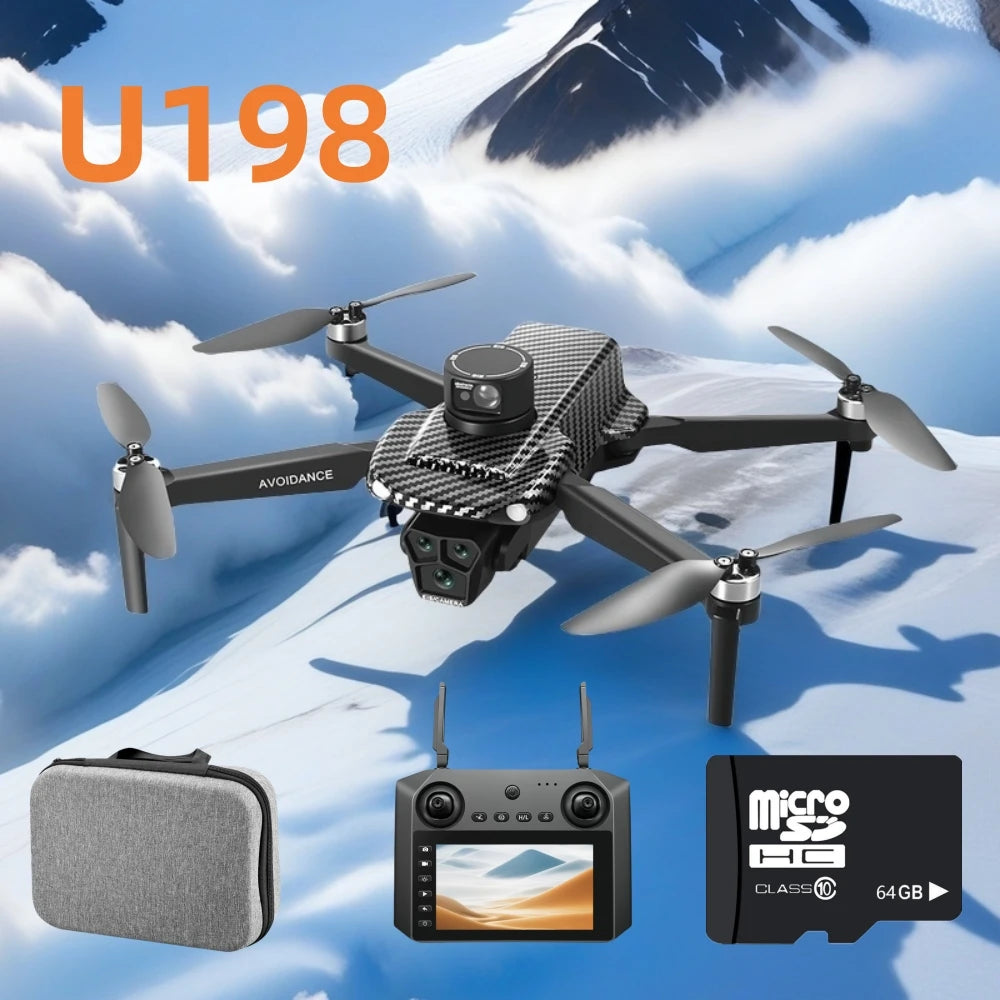 U198 Drone 8K Professional GPS HD Camera Drones 5G WIFI FPV Video 4k UAV 5.9 inch large screen remote control RC Dron  PRO MAX