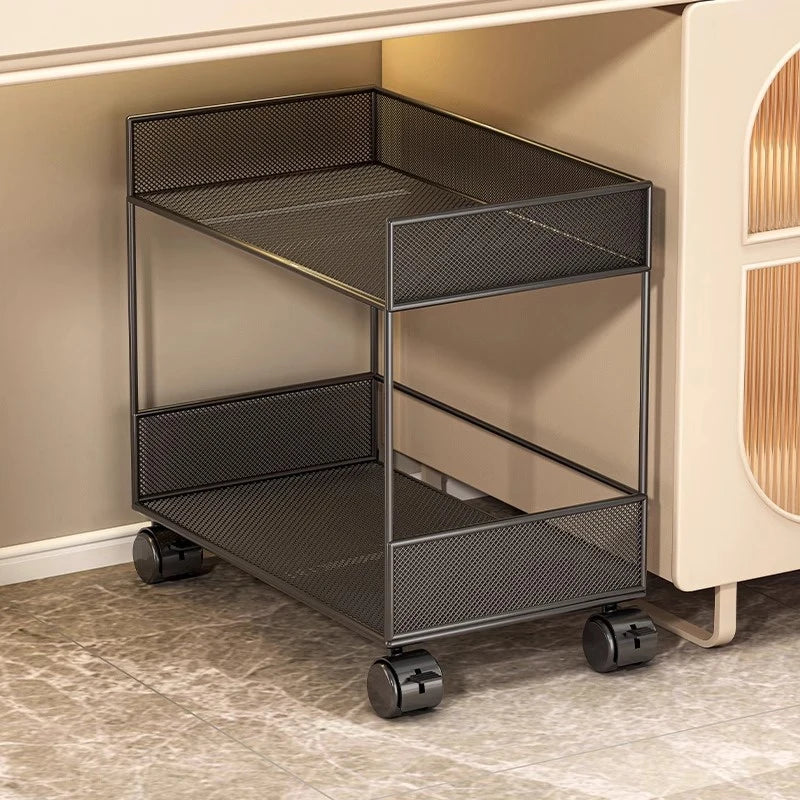 Double Layer Cart Book Storage Cabinet Office Desk Underneath Rolling File Folder Organization Tool Simple Bookshelf Rack
