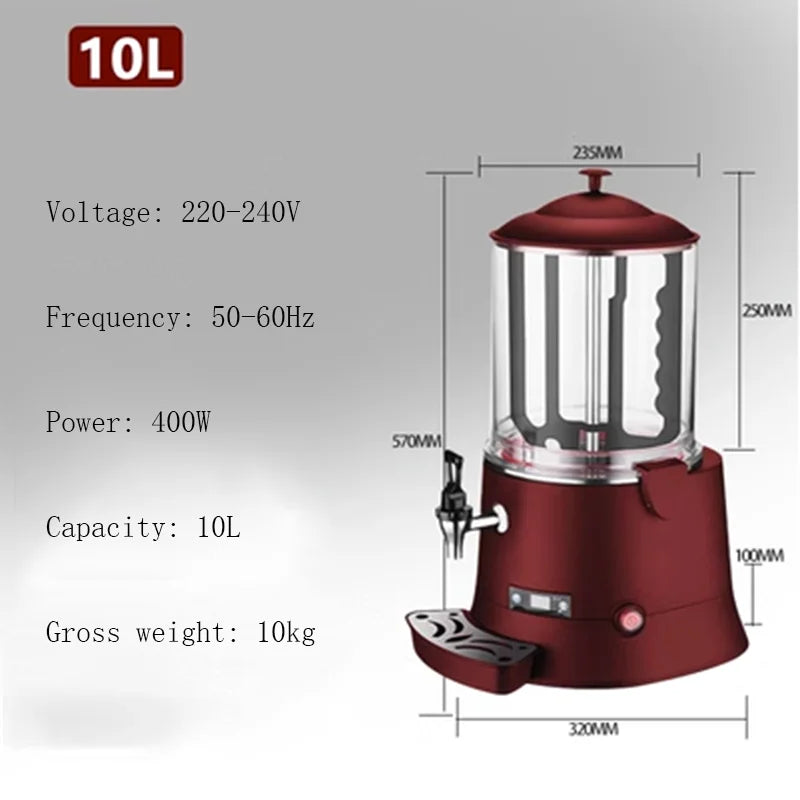 110V 220V Commercial Hot Chocolate Machine 10L Hot Drink Chocolate Dispenser Milk Tea Soy Bean Coffee Wine Dispenser