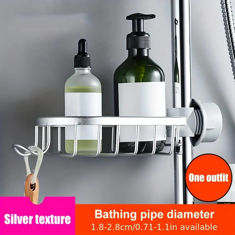 Shower Rack Bathroom Punch-Free Space Aluminum Shower Room Shower Rod Storage Rack Kitchen Faucet Drain Rack