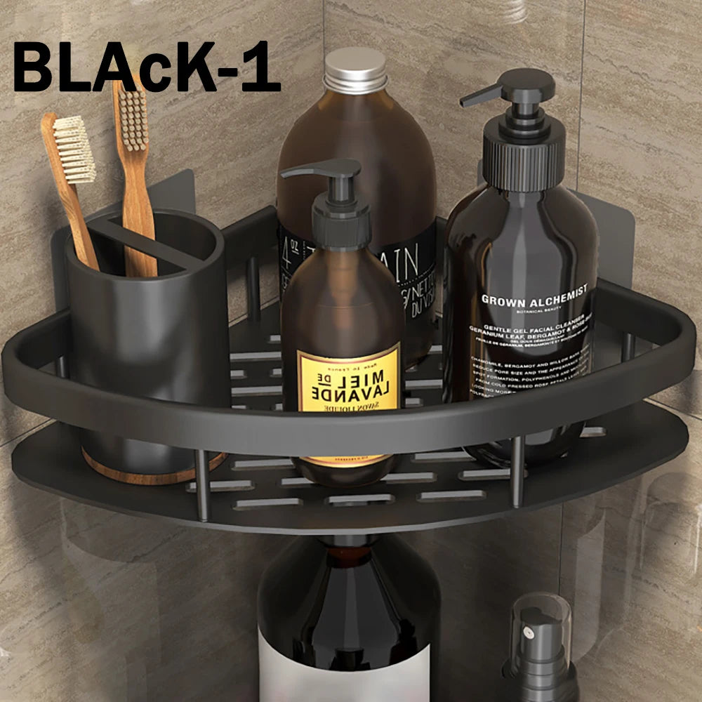 Bathroom Shelf Kitchen Storage Organizer Aluminum Alloy Shampoo Rack Shower Shelf Bathroom Accessories No Drill Shelf