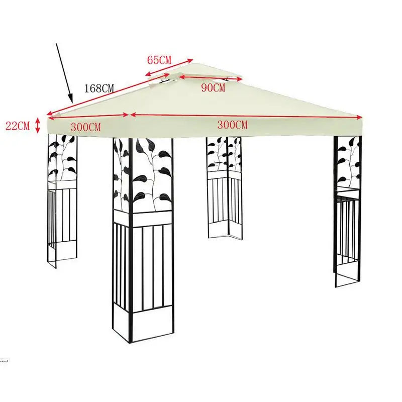 3X3M Canopy Top Cover Replacement Four-Corner Tent Cloth Foldable UV Protection Patio Pavilion Replace Gazebo Canopy Top Cover