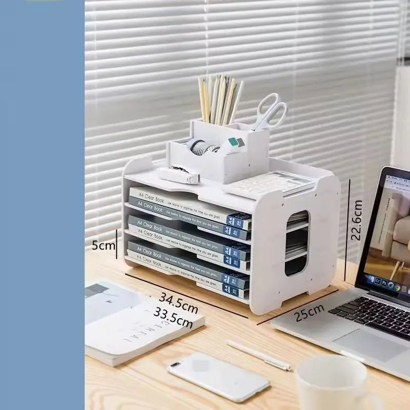 Multi-layer File Storage Rack Desktop Organizer Archives Office Classification Supplies Space-Saving Creative Desk Organizer