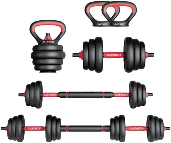 AQCURSOR FITNESS 4-IN-1 Adjustable Dumbbells Set,Work As Dumbbell/Barbell/Kettlebell/Push up Stand,Home Gym Weights Strength Tra