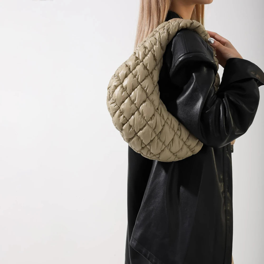 Quilted Embroidered Thread Women's Bag Pleated Cloud Mini Handbags Down Padded Lightweight Clutch Bag Cotton Small Shoulder Bags