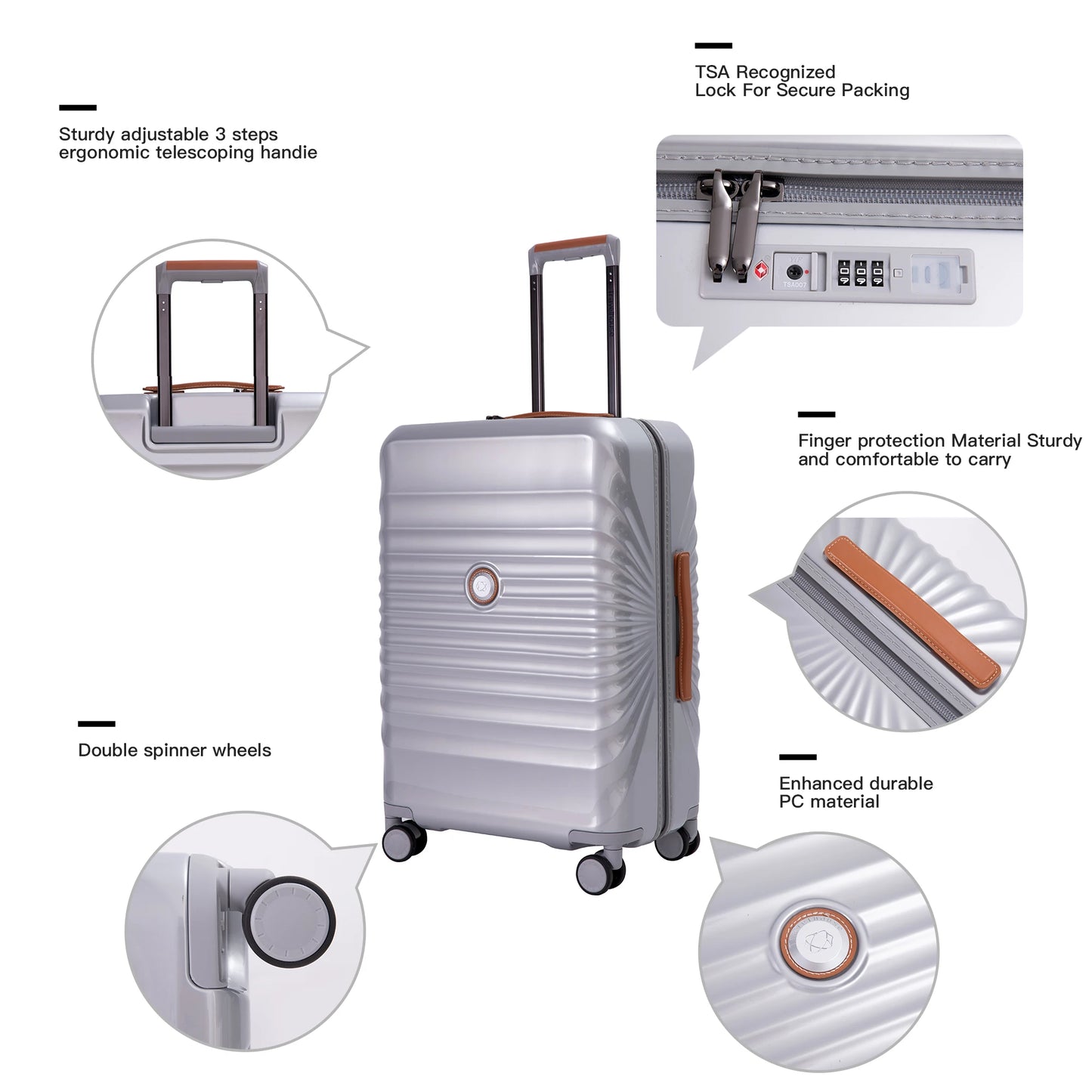 Hardshell 28 Inche Luggage with Spinner Wheels,Large Suitcase with TSA lock and USB Port,Luggage set with Leather Handle
