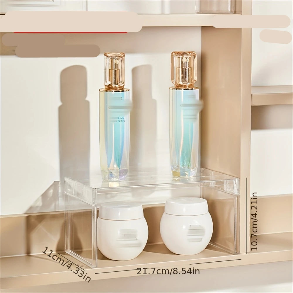 1 layered shelf, refrigerator storage shelf, kitchen storage shelf, toy figurine storage shelf, cosmetics layered storage shelf