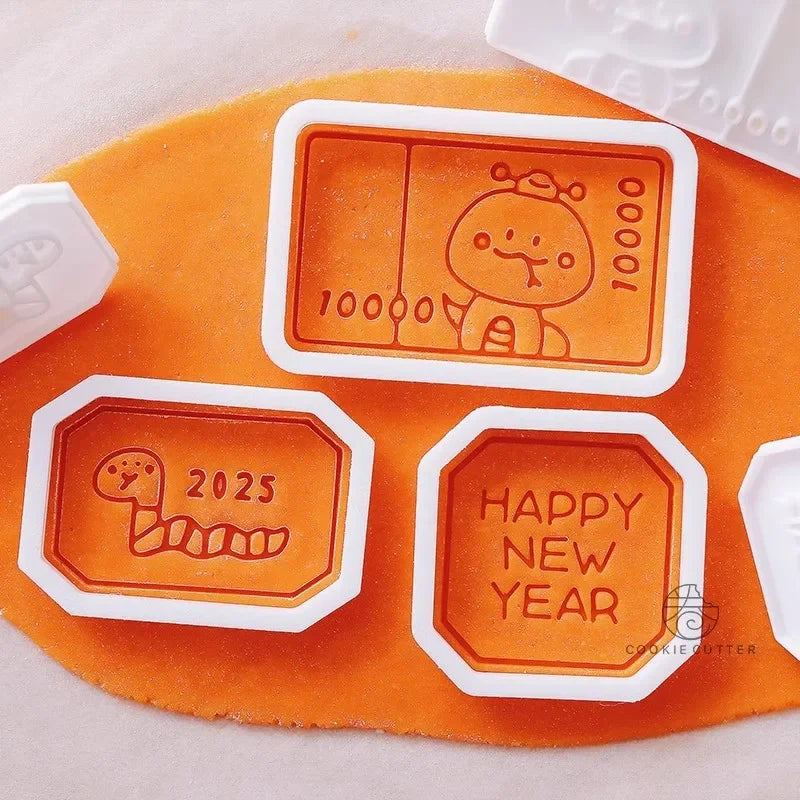 2025 Chinese Snake Year Cookie Cutter Mold Fortune Blessing Biscuit Stamp Pastry Dessert Fondant Cake DIY Bakeware Kitchen Items