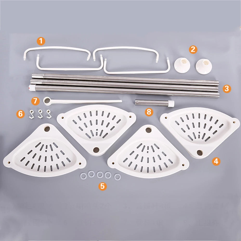 Corner Shower Caddy Tension Pole Bathroom Rust Proof Telescopic Rod 4 Tier Storage Rack Shower Organizer 120-310cm Adjustable