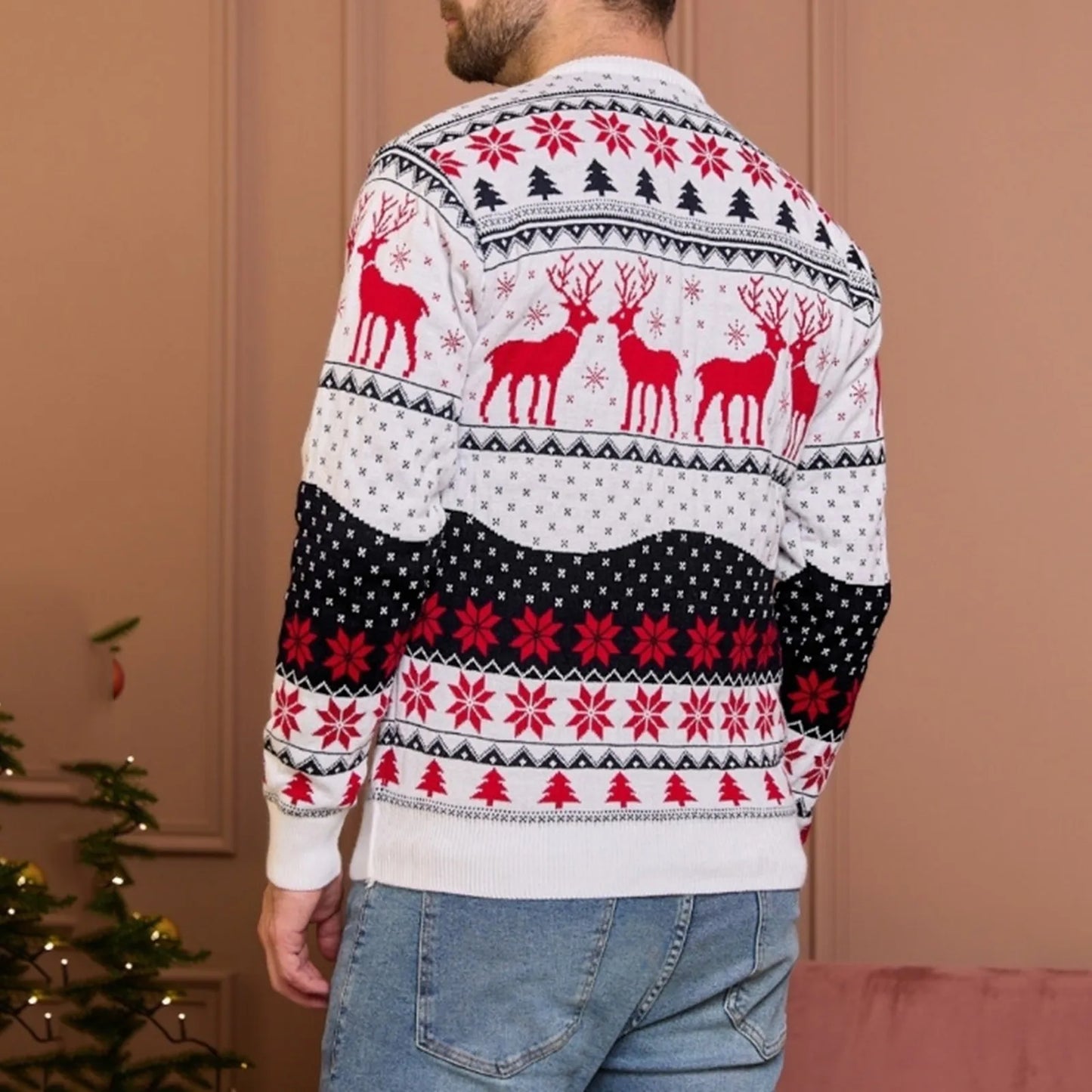 Men Christmas Sweater Thicken Knitwear Soft Loose Xmas Jumpers 2023 Winter Knitted Sweaters Couples Christmas Matching Outfits