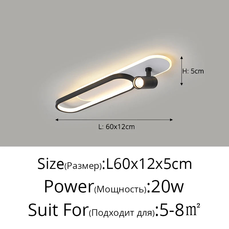LED Ceiling Lights With Spotlights Minimalist Track Lights for Bedroom Lobby Dining Room Hall Corridor Long Strip Ceiling Lamps