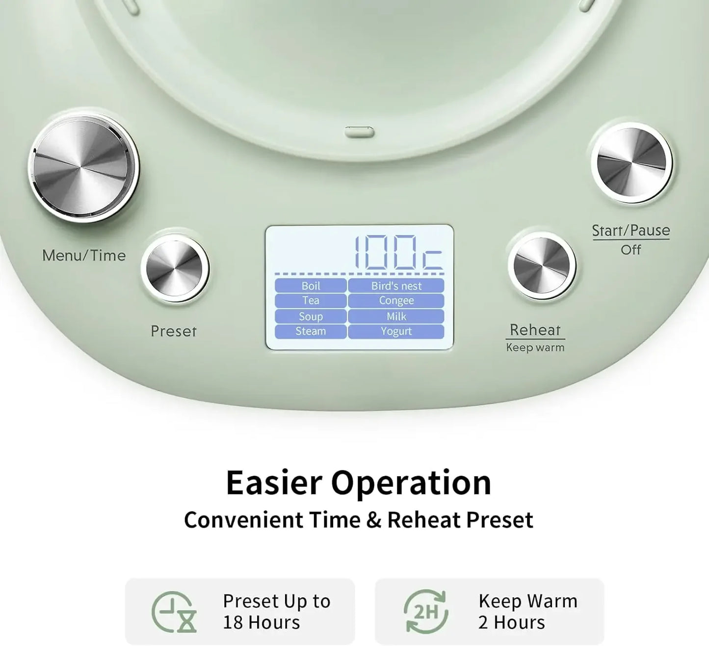 Health Pot K2763 Lite, Glass Electric Kettle for Tea & Coffee, Hot Water Boiler and Wamer with Stew Pot, Temperature Con