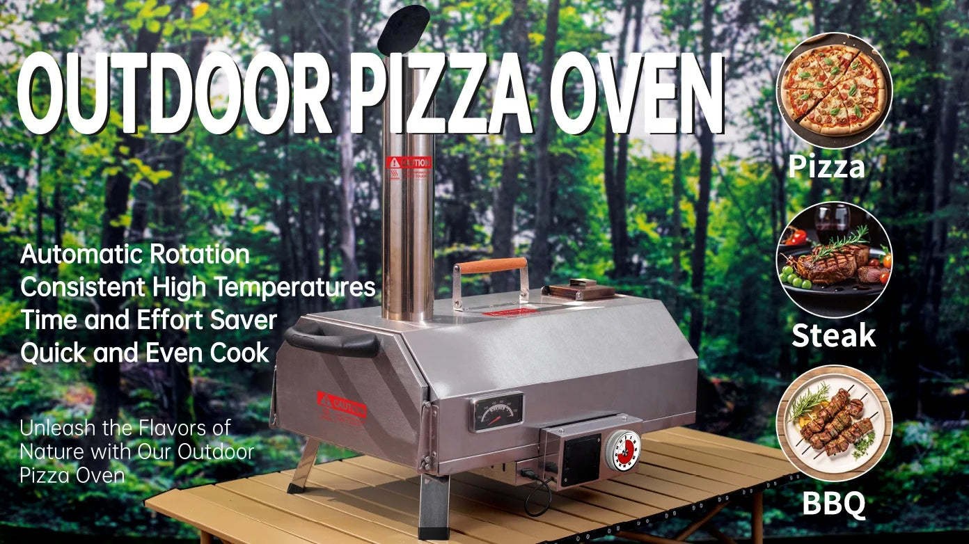 Pizza Machine Maker Automatic Rotating Bbq Grill Outdoor Wood Fired Pizza Oven