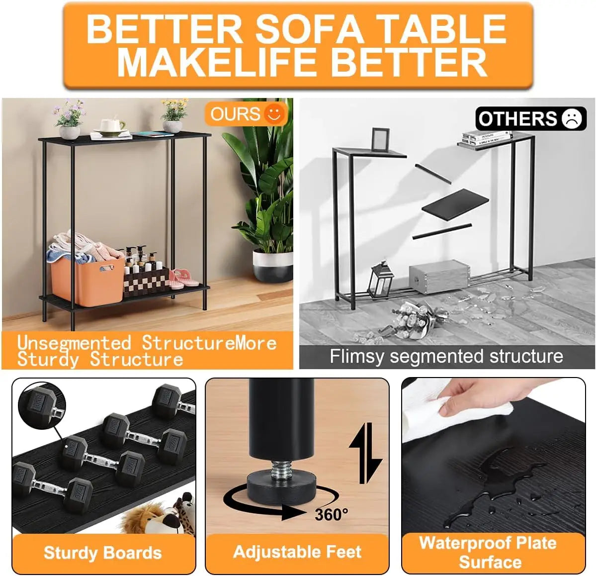 Console desk, 34.6-inch (approximately 87.9 cm) entrance desk, narrow sofa side table with shelf, suitable for foyer, hallway