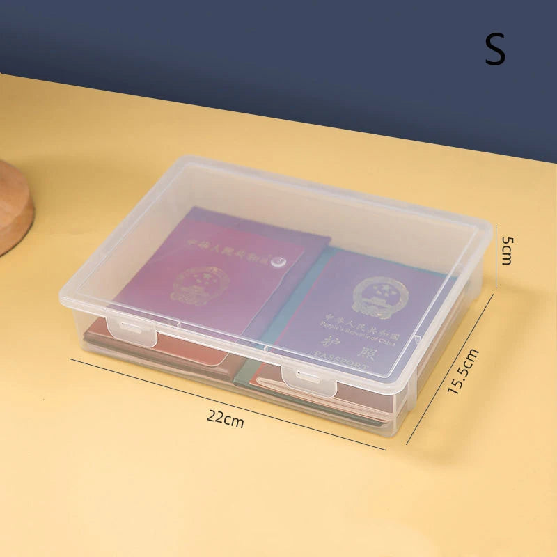 Plastic File Storage Box Organization Transparent Square Storage Box A4 Organization Box Desktop Dust-proof Storage Box
