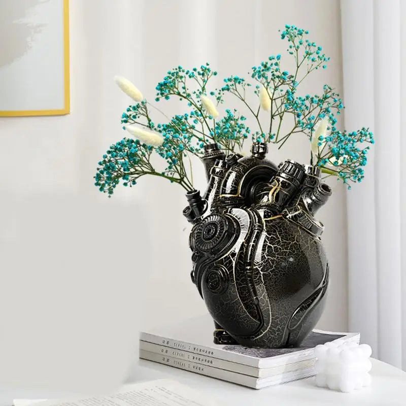 Unique Heart Vase Anatomical Heart Flowerpot Dried Flower Container Planter Resin Medical Heart Flower Vase Home Decor