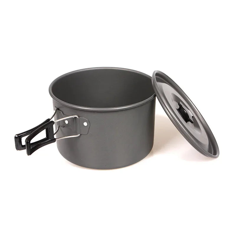 2L Outdoor Camping Cooking Pan Big Capacity Saucepan Portable Thermal Nonstick Pot Aluminum Alloy Cooker Picnic Hike Accessories