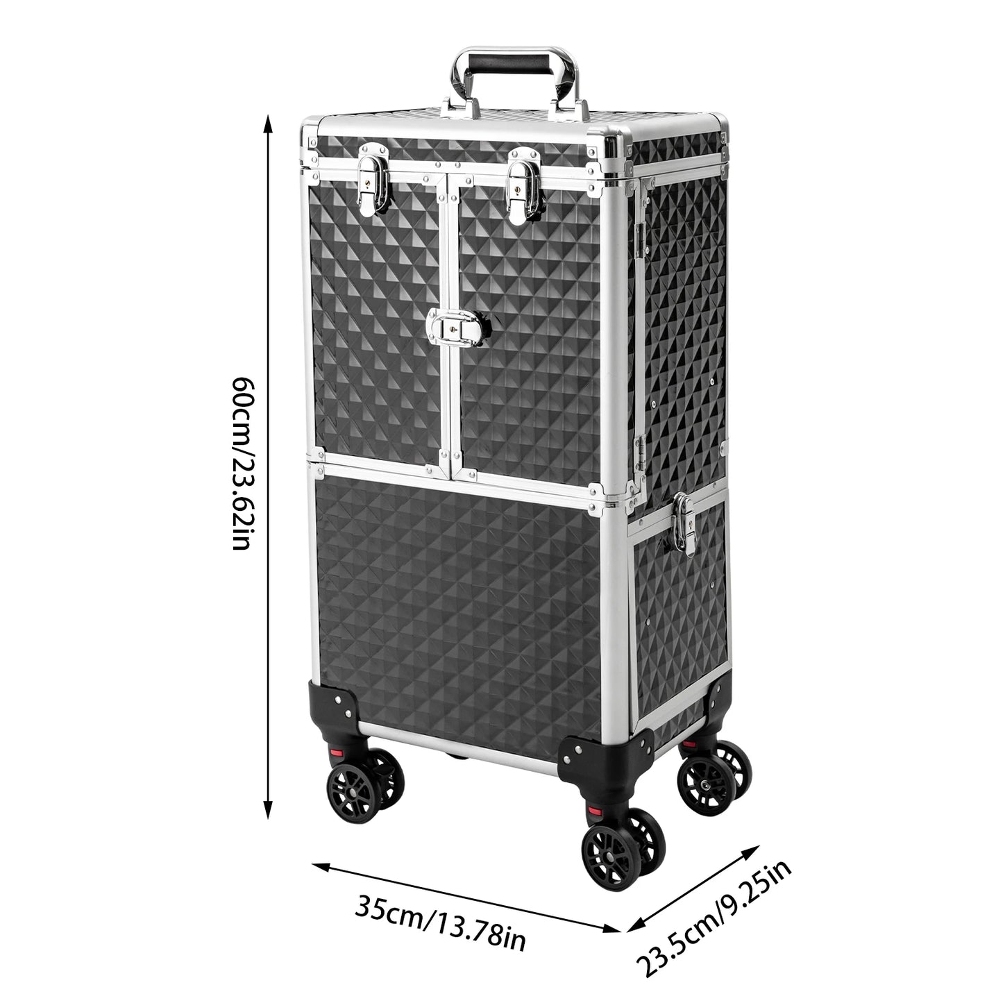 Secure and Spacious Rolling Makeup Case for Cosmetologists and Hairstylists - Easy to Clean and Transport