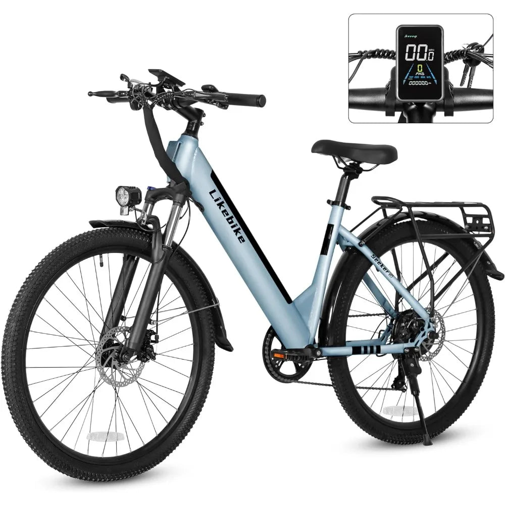 26" Electric Bike for Adults, UL 2849 Certified, Step Through Electric Bicycle 20MPH E-bikes with 7-Speed & Front Suspension