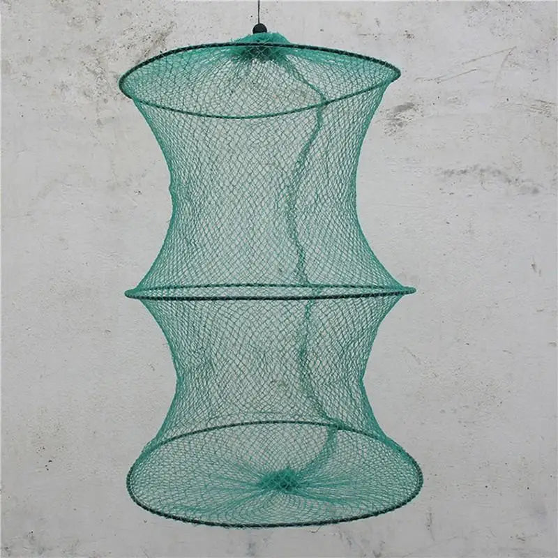 Folding Round Nylon Mesh Metal Frame Crab Fishing Net Shrimp Cast Minnow Trap Fishing Landing Fish Tackle Accessory Crawdad Y8I6