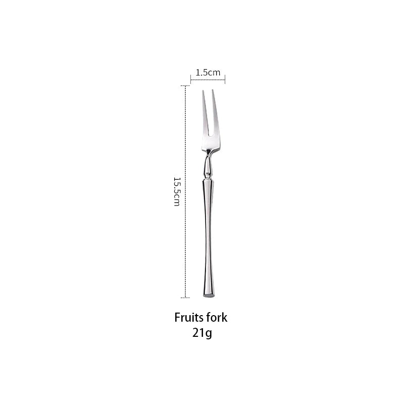 AJOYOUS Cutlery Set Stainless Steel Mirror Flatware Luxury Silverware Set Dessert Fork Tea Spoon Knife Dinnerware Kitchen