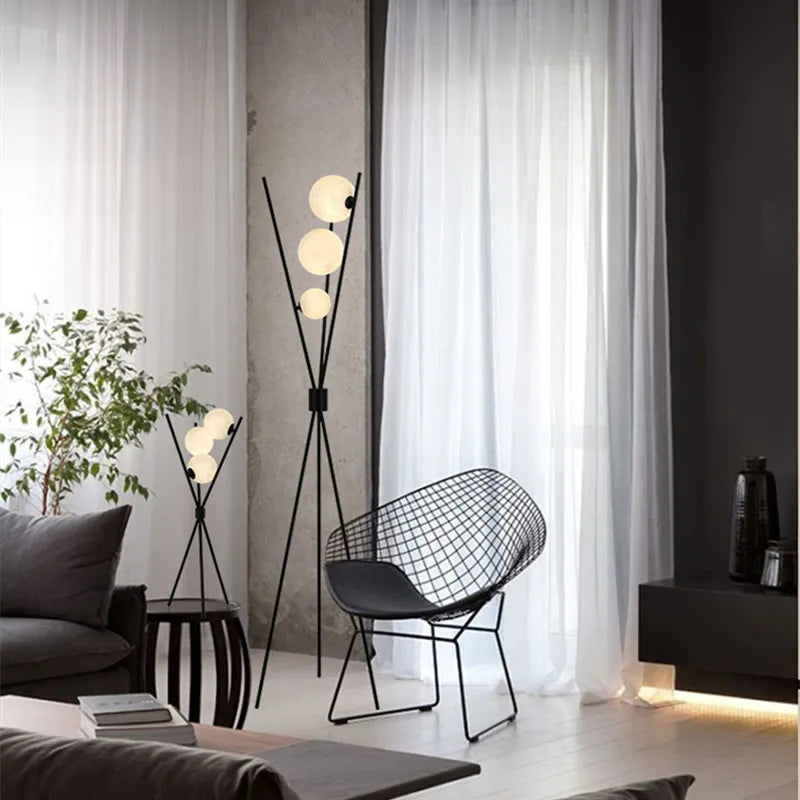 Nordic Table Standing Lamp Modern Led Floor Lamp 3D Moon Iron Tripod Floor Lamps For Living Room Bedroom Loft Study Decor Light