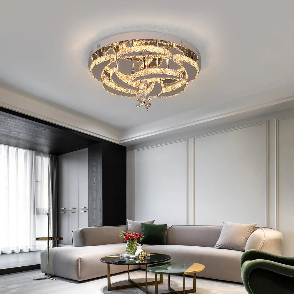 Modern Chandelier Ceiling Lamp K9 Luxury Crystal Led Living Dining Room Decor Pendant Light RC Dimmable Luminaire Home Fixture